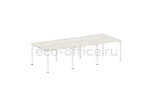 Стол переговорный (3 столешницы) METAL SYSTEM QUATTRO 5x5 50БП.ПРГ-3.1 Дуб Наварра / Белый металл фото