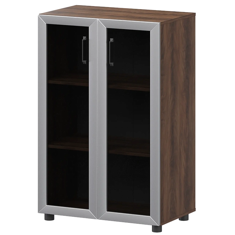 стеллаж средний закрытый с стеклянными фасадами в алюминиевой раме protech к-933,к-945,кф-945 лагос фото