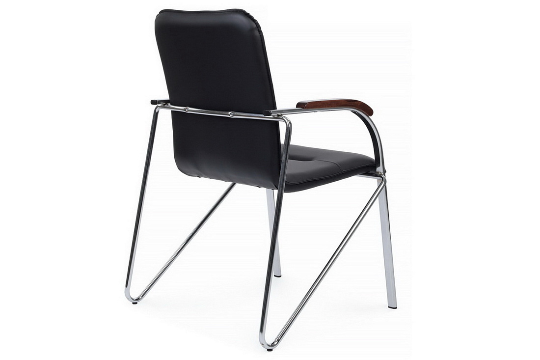 конференц-кресло rv chair самба на гальванических опорах smb-02h чёрная экокожа фото