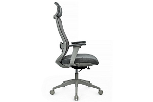 Кресло RV Design GENZO 8321H-BK Серая сетка / Серая ткань фото