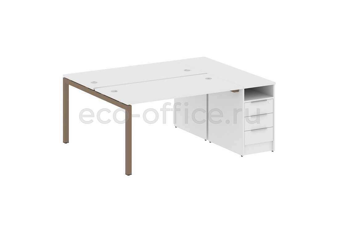 Рабочая станция с опорной тумбой METAL SYSTEM QUATTRO 5x5 50БП.РС-СТП-2.3 Белый / Мокко металл купить в Москве