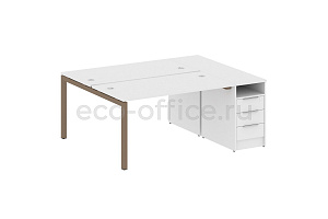 Рабочая станция с опорной тумбой METAL SYSTEM QUATTRO 5x5 50БП.РС-СТП-2.3 Белый / Мокко металл фото