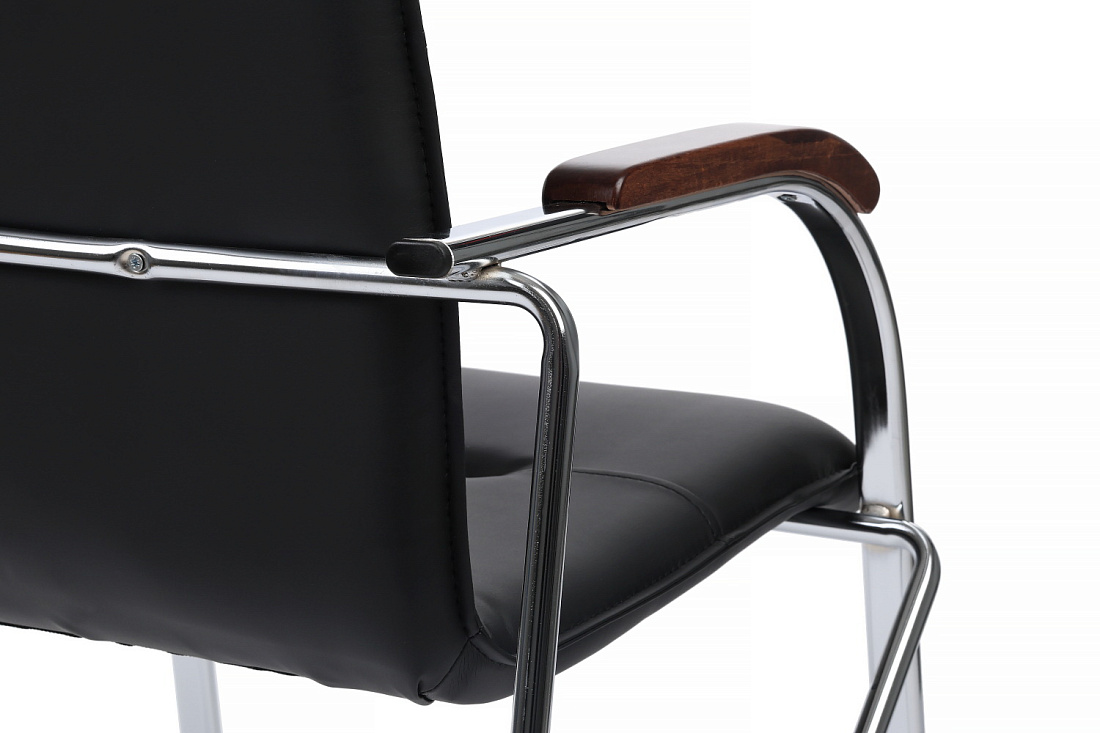 конференц-кресло rv chair самба на гальванических опорах smb-02h чёрная экокожа фото