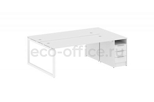 Рабочая станция с опорной тумбой METAL SYSTEM QUATTRO 5x5 50БО.РС-СТП-2.5 Белый / Белый металл фото