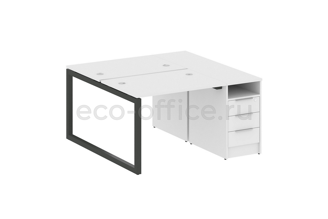 Рабочая станция с опорной тумбой METAL SYSTEM QUATTRO 5x5 50БО.РС-СТП-2.1 Белый / Антрацит металл  стоимость