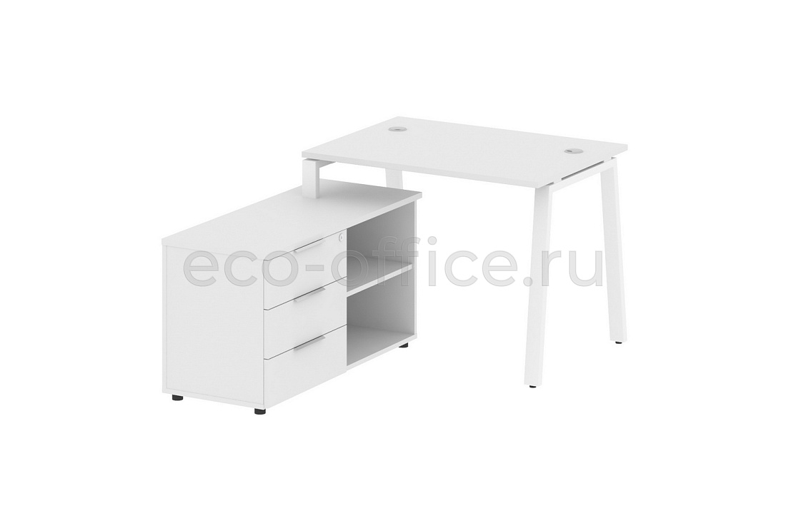 Рабочая станция с опорной тумбой METAL SYSTEM STYLE БА.РС-СТС-2.1 (L) Белый / Белый металл  стоимость