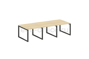 Стол переговорный (3 столешницы) METAL SYSTEM QUATTRO 5x5 50БО.ПРГ-3.1 Акация Лорка / Антрацит металл фото