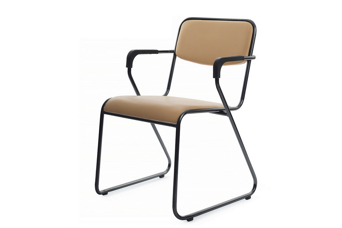 кресло rv chair nix plus omkl-04b бежевая экокожа / чёрный металл фото