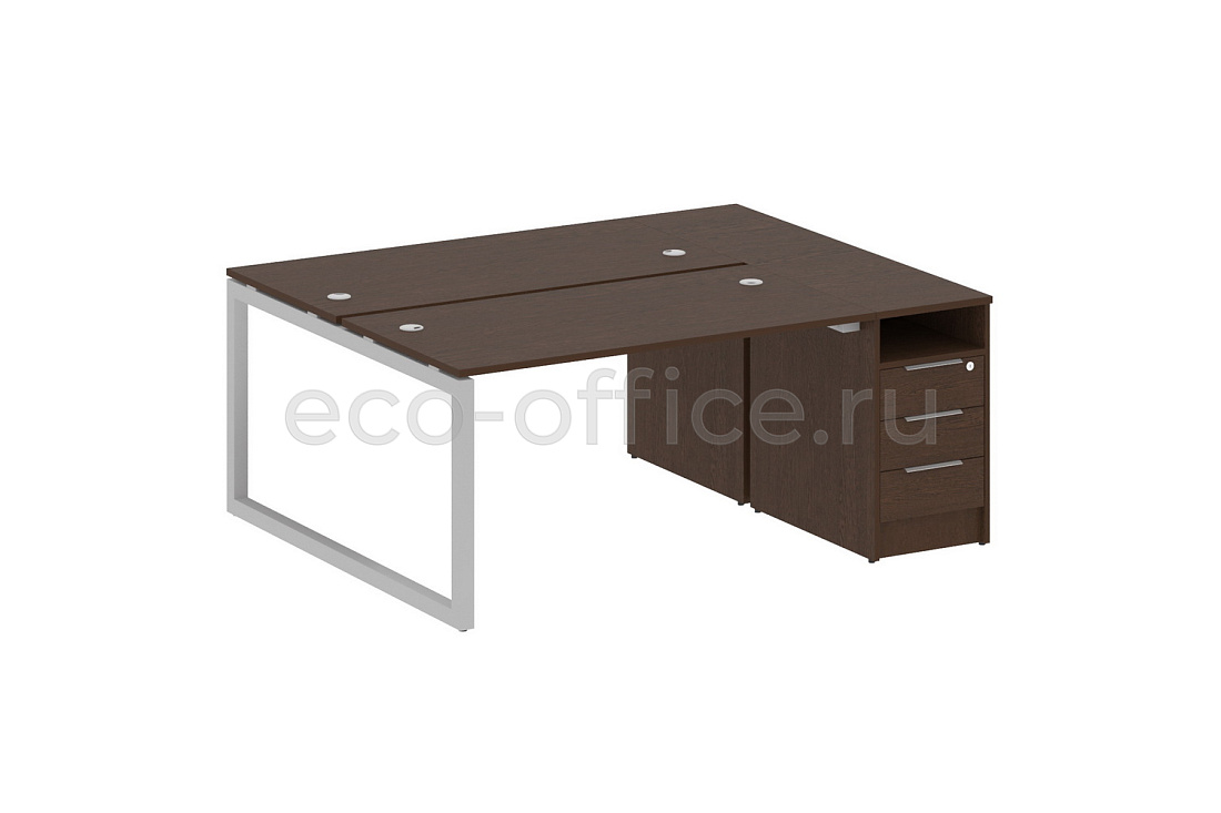 Рабочая станция с опорной тумбой METAL SYSTEM QUATTRO 5x5 50БО.РС-СТП-2.3 Венге Цаво / Серый металл  стоимость