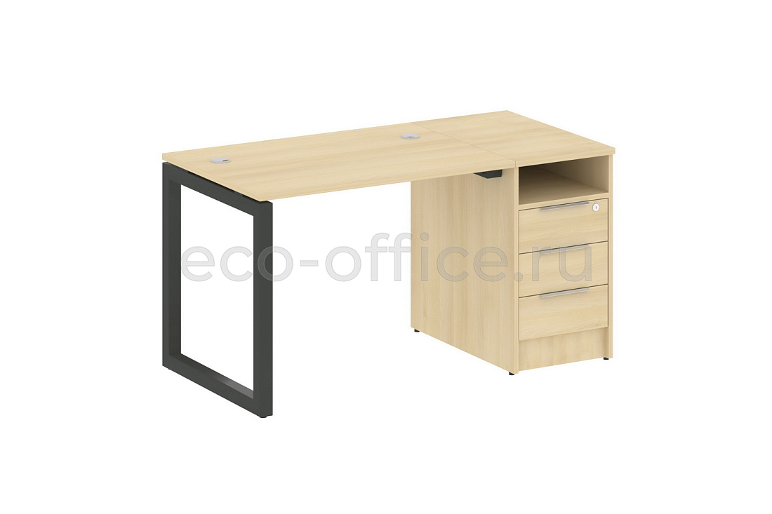 Рабочая станция с опорной тумбой METAL SYSTEM QUATTRO 5x5 50БО.РС-СТП-1.1 Акация Лорка / Антрацит металл  стоимость