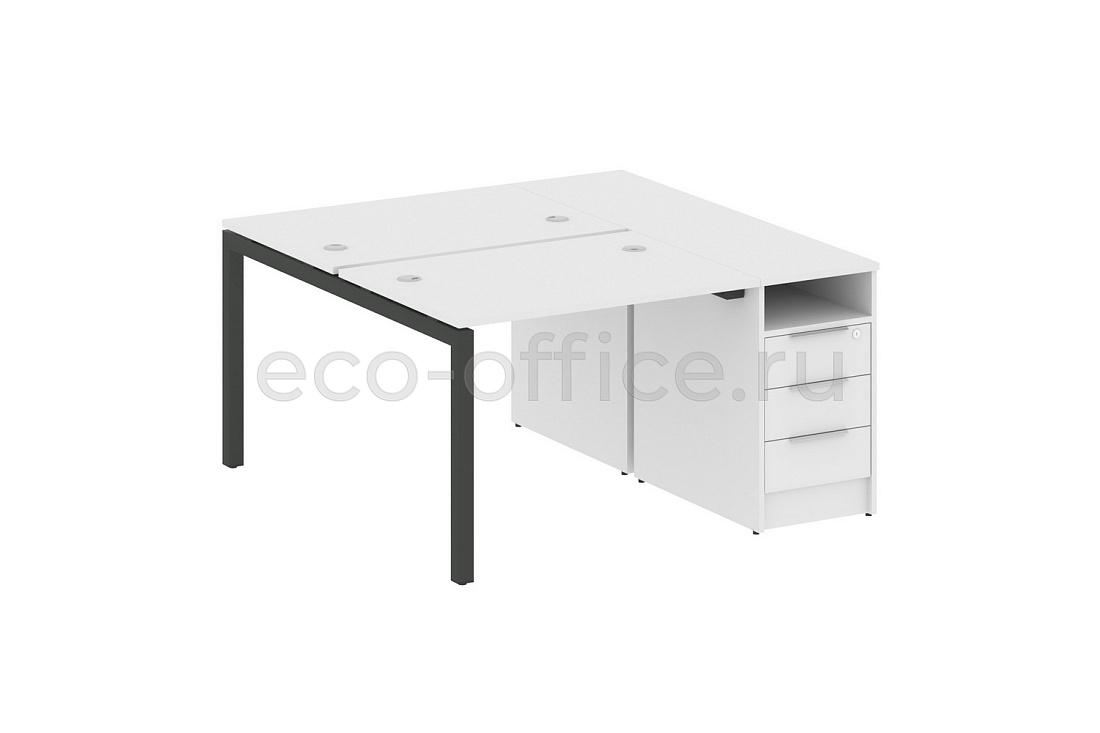Рабочая станция с опорной тумбой METAL SYSTEM QUATTRO 5x5 50БП.РС-СТП-2.1 Белый / Антрацит металл купить в Москве