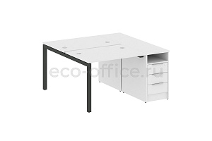 Рабочая станция с опорной тумбой METAL SYSTEM QUATTRO 5x5 50БП.РС-СТП-2.1 Белый / Антрацит металл фото