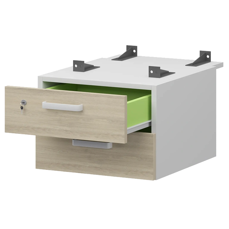 тумба подвесная для столов на м/каркасе гл.730 мм protech смт-2пд.73 белый/кронберг фото