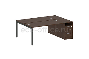 Рабочая станция с опорной тумбой METAL SYSTEM QUATTRO 5x5 50БП.РС-СТП-2.4 Венге Цаво / Антрацит металл фото