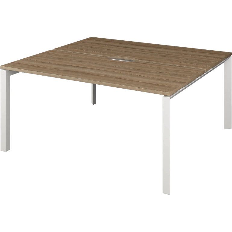 бенч двойной на 2 рабочих места на металлокаркасе protech нтмп.п.б2-140 дуб сафари/белый фото