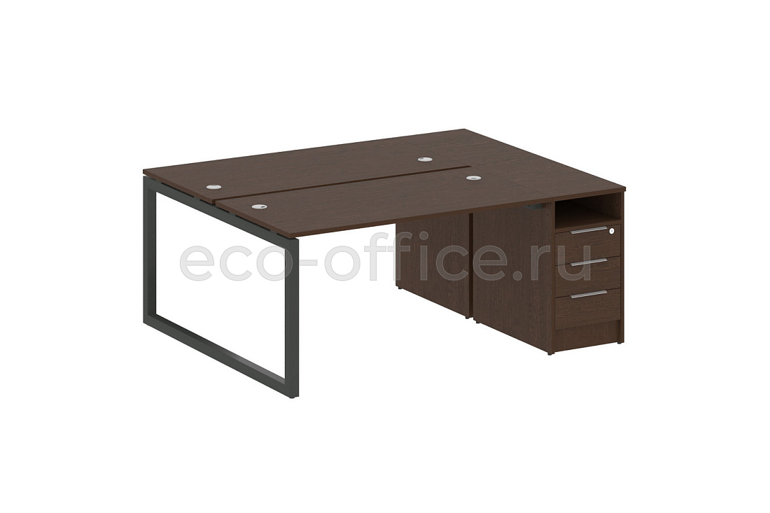 Рабочая станция с опорной тумбой METAL SYSTEM QUATTRO 5x5 50БО.РС-СТП-2.3 Венге Цаво / Антрацит металл  стоимость