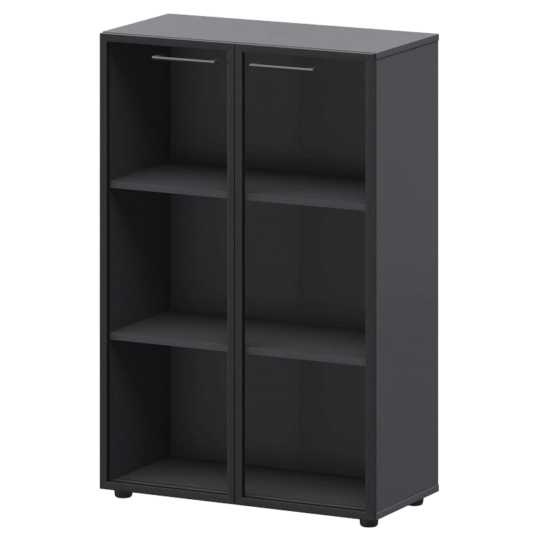 шкаф средний со стеклом в ал. рамке protech смш38rs графит фото