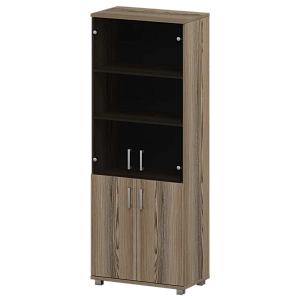 Стеллаж высокий закрытый с стеклянными фасадами Protech "НТ-580;НТ-600.2;НТ-601.2стл" Дуб сафари фото