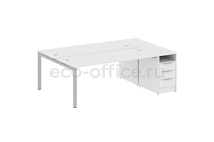 Рабочая станция с опорной тумбой METAL SYSTEM QUATTRO 5x5 50БП.РС-СТП-2.5 Белый / Серый металл фото