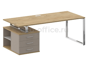 Стол руководителя c опорной тумбой SHIFT SK.SRT-200 (L) Тиквуд Светлый / Капучино фото