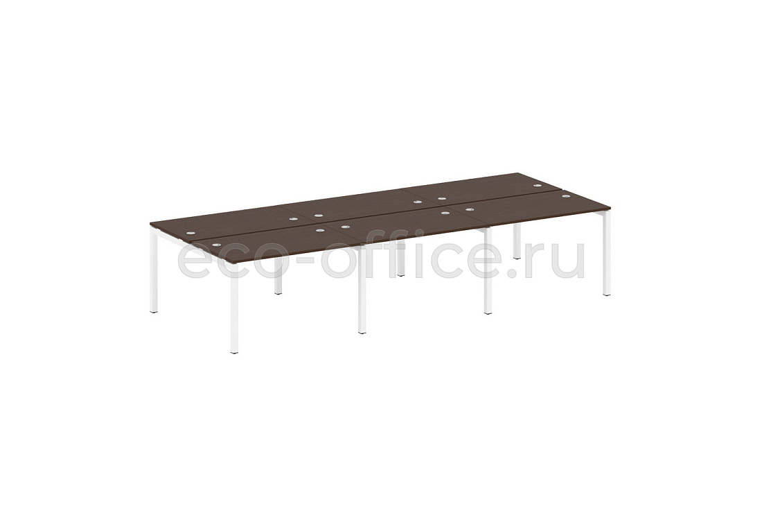 Рабочая станция на 6 рабочих мест METAL SYSTEM QUATTRO 5x5 50БП.СМ-6.2 Венге Цаво / Белый металл  стоимость