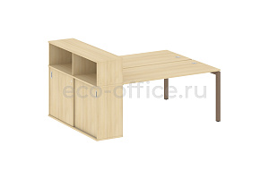 Рабочая станция с опорным шкафом-купе METAL SYSTEM QUATTRO 5x5 50БП.РС-СШК-2.4 Акация Лорка / Мокко металл фото