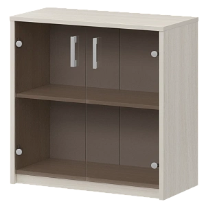 Стеллаж низкий с тонированным стеклом Protech А-302/А-стл302тон Ясень шимо фото