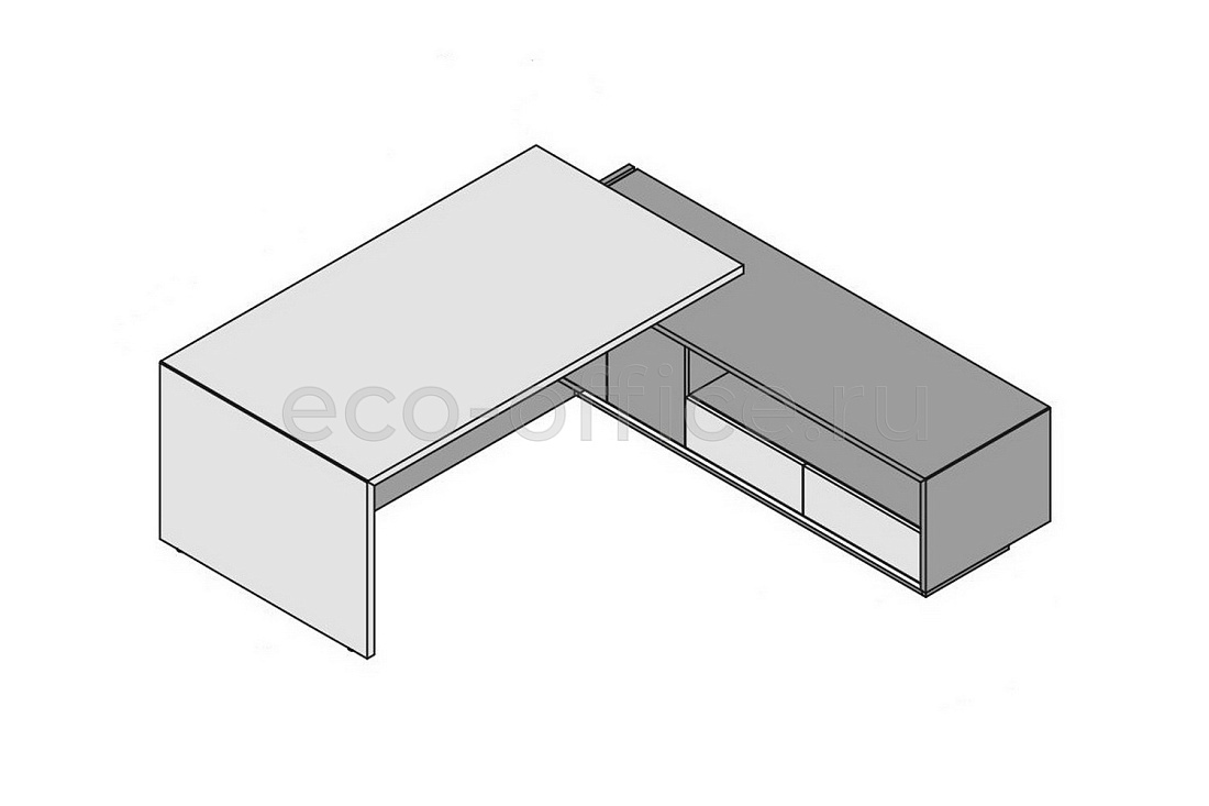 Стол правосторонний с опорной тумбой (шпон) ELITE 174300 Modern Elm / Black (Cod.51)  стоимость