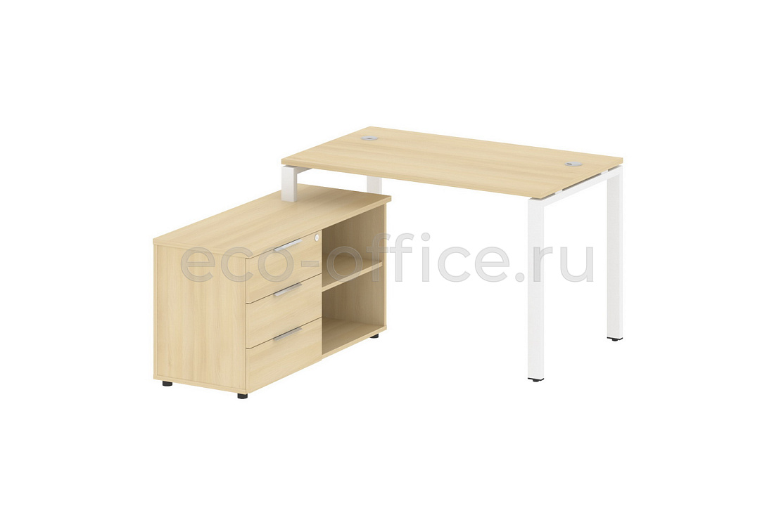 Рабочая станция с опорной тумбой METAL SYSTEM STYLE БП.РС-СТС-2.2 (L) Акация Лорка / Белый металл  стоимость