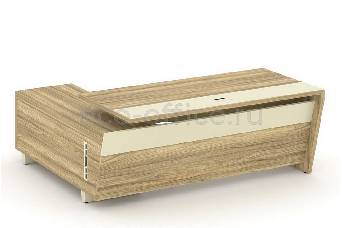 Стол руководителя с опорной тумбой CORNER COR.SRT-20(R) Гикори Песочный купить в Москве