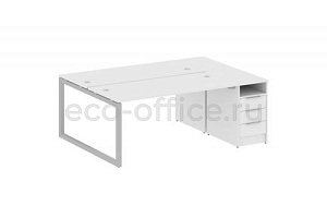 Рабочая станция с опорной тумбой METAL SYSTEM QUATTRO 5x5 50БО.РС-СТП-2.4 Белый / Серый металл фото