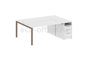 Рабочая станция с опорной тумбой METAL SYSTEM QUATTRO 5x5 50БП.РС-СТП-2.4 Белый / Мокко металл фото