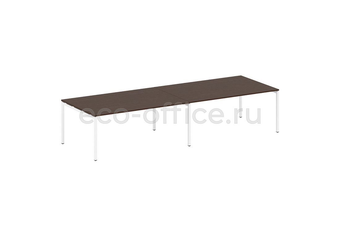 Стол переговорный (2 столешницы) METAL SYSTEM QUATTRO 4x4 40БП.ПРГ-2.5 Венге Цаво / Белый металл  стоимость