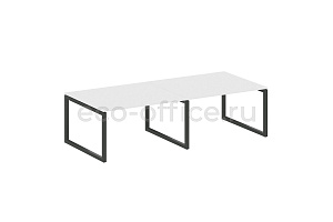 Стол переговорный (2 столешницы) METAL SYSTEM QUATTRO 5x5 50БО.ПРГ-2.3 Белый / Антрацит металл фото