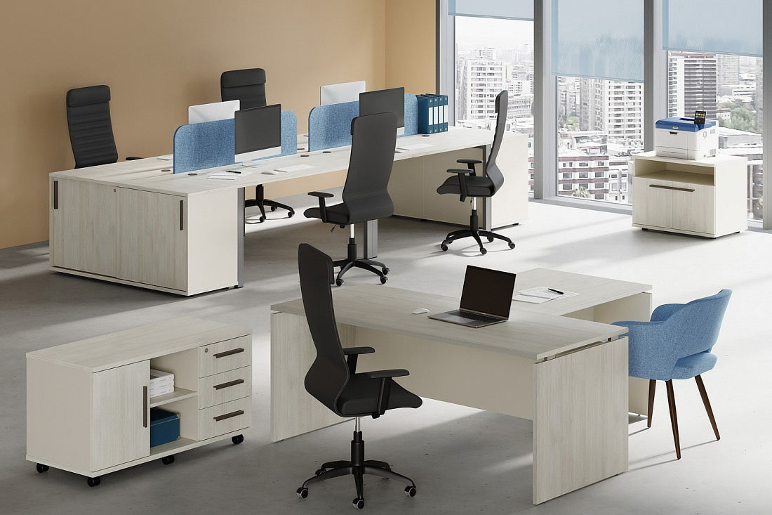 кабинет руководителя new line дуб шамони светлый фото