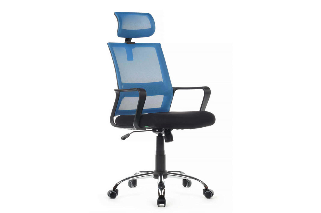 кресло rv chair mint 1029hb синяя сетка / чёрная ткань фото