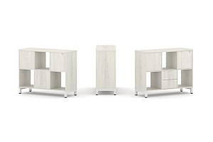 Набор стеллажа 1 сторон., 2 яр. STYLE PROJECT SN.NS-231 Дуб Наварра/Металл Белый фото