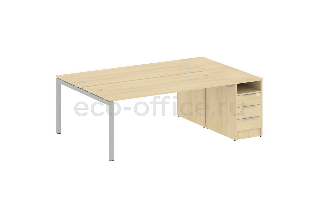 Рабочая станция с опорной тумбой METAL SYSTEM QUATTRO 5x5 50БП.РС-СТП-2.5 Акация Лорка / Серый металл купить в Москве