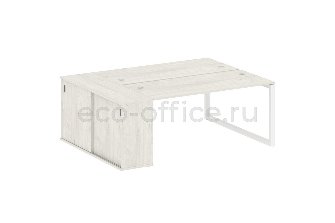 Рабочая станция с опорным шкафом-купе METAL SYSTEM QUATTRO 5x5 50БО.РС-СШК-1.4 Дуб Наварра / Белый металл  стоимость