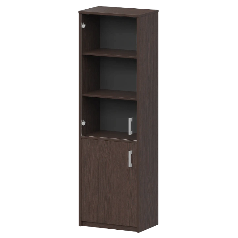 шкаф комбинированный узкий с прозрачным стеклом protech а-321/а-стл321пр дуб венге фото