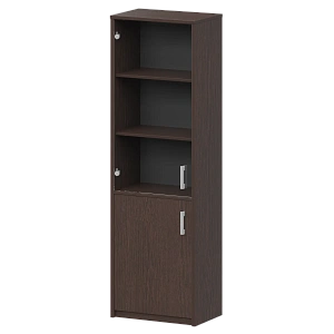 Шкаф комбинированный узкий с прозрачным стеклом Protech А-321/А-стл321пр Дуб венге фото