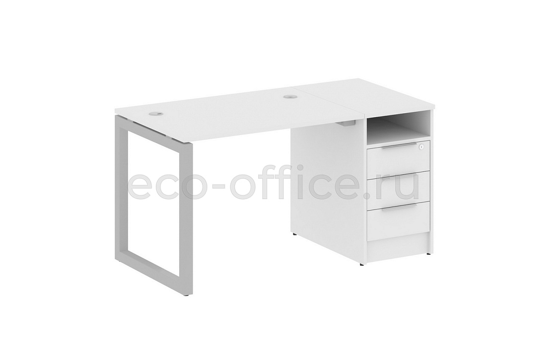 Рабочая станция с опорной тумбой METAL SYSTEM QUATTRO 5x5 50БО.РС-СТП-1.1 Белый / Серый металл  стоимость