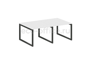 Стол переговорный (2 столешницы) METAL SYSTEM QUATTRO 5x5 50БО.ПРГ-2.1 Белый / Антрацит металл фото