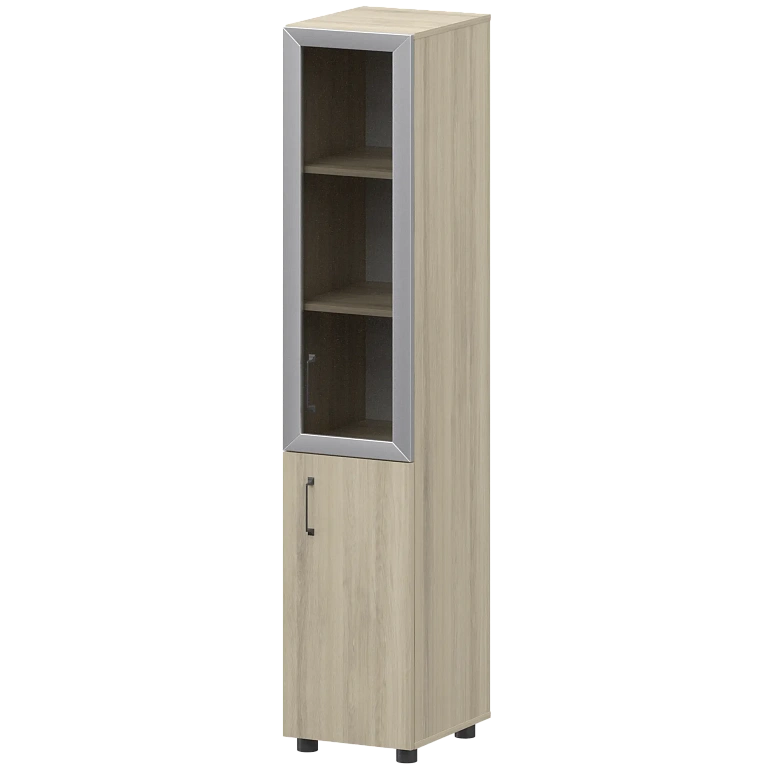 стеллаж комбинированный узкий с стеклянным фасадом в алюминиевой раме правый protech к-932,к-936,к-940,кф-936,кф-939 кронберг фото