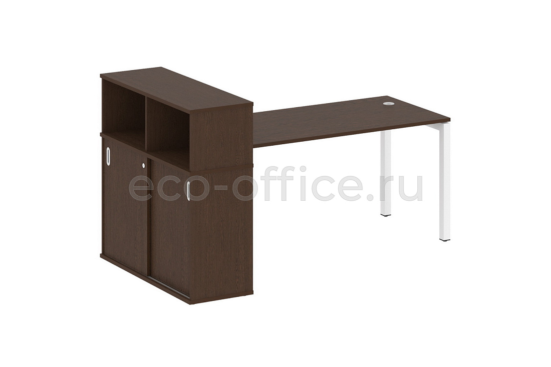 Стол письменный с опорным шкафом-купе METAL SYSTEM QUATTRO 5x5 50БП.РС-СШК-3.4 Венге Цаво / Белый металл купить в Москве