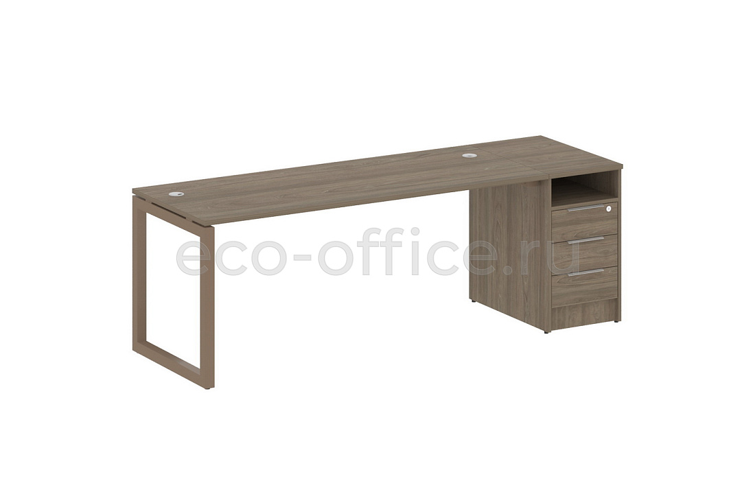 Рабочая станция с опорной тумбой METAL SYSTEM QUATTRO 5x5 50БО.РС-СТП-1.5 Вяз Благородный / Мокко металл  стоимость