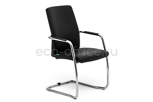 Конференц-кресло Profoffice WELL SEAT на полозьях Чёрная экокожа фото
