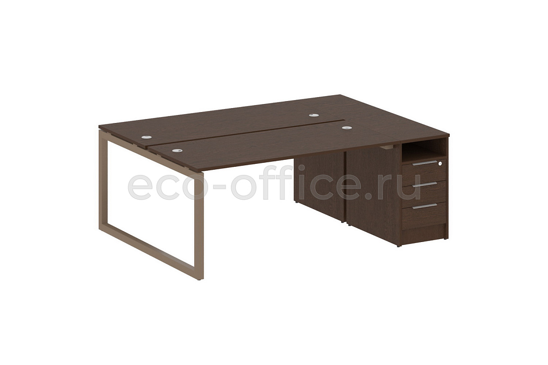 Рабочая станция с опорной тумбой METAL SYSTEM QUATTRO 5x5 50БО.РС-СТП-2.4 Венге Цаво / Мокко металл  стоимость