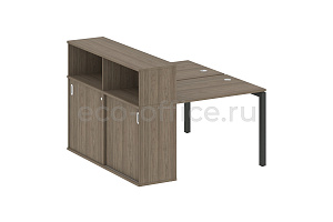 Рабочая станция с опорным шкафом-купе METAL SYSTEM QUATTRO 5x5 50БП.РС-СШК-2.1 Вяз Благородный / Антрацит металл фото