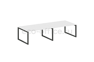 Стол переговорный (2 столешницы) METAL SYSTEM QUATTRO 5x5 50БО.ПРГ-2.4 Белый / Антрацит металл фото